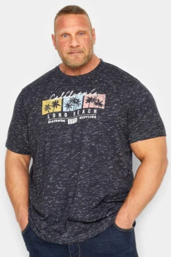 D555 Big & Tall Navy Blue Navy California Printed T-Shirt