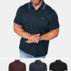 BadRhino Big & Tall Navy Blue/Black/Burgundy Red 3 Pack Tipped Polo Shirts