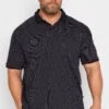 KAM Big & Tall Navy Blue Polka Dot Polo Shirt