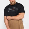 JACK & JONES Big & Tall Black & Brown Colourblock T-Shirt