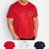 JACK & JONES Big & Tall Navy & Red 3 Pack T-Shirts