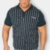 LAMBRETTA Big & Tall Navy Blue Pinstripe Short Sleeve Polo Shirt