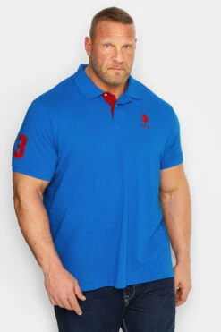 Urban Fitwear Sales 28 U.S. POLO ASSN. Big & Tall Blue Player 3 Logo Polo Shirt