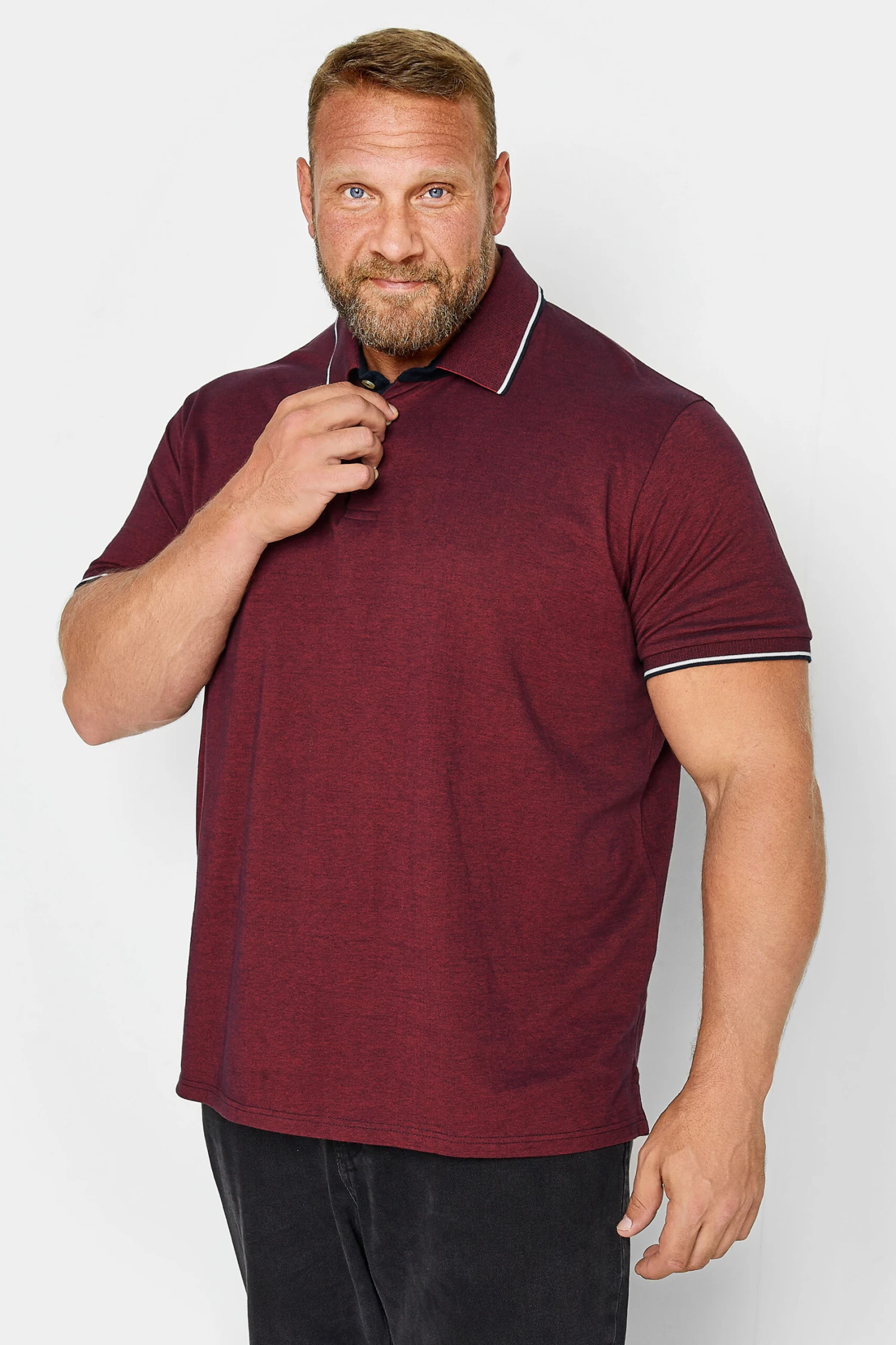 BadRhino Big & Tall Red Birdseye Polo Shirt 2 BadRhino Big & Tall Red Birdseye Polo Shirt - Image 2