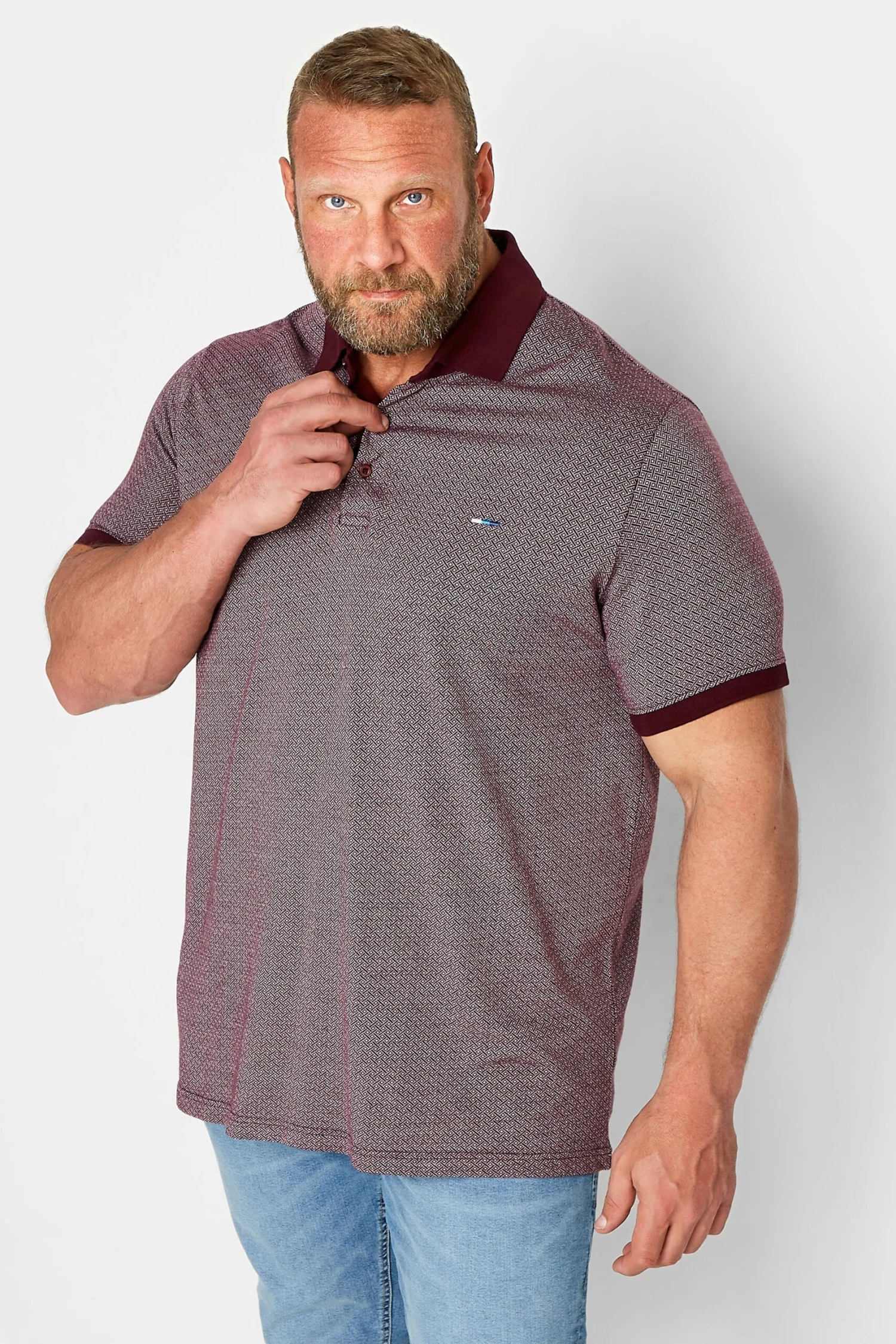 BadRhino Bad & Tall Burgundy Geometric Polo Shirt 1 BadRhino Bad & Tall Burgundy Geometric Polo Shirt