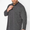JACK & JONES Big & Tall Grey Long Sleeve Polo Shirt