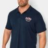 JACK & JONES Big & Tall Navy Blue Logo Print Polo Shirt