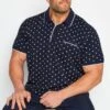 BadRhino Big & Tall Navy Blue Skull Print Polo Shirt