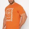 LAMBRETTA Big & Tall Orange Checkerboard Print T-Shirt