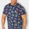 BadRhino Big & Tall Navy Blue Pineapple Print T-Shirt