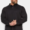D555 Big & Tall Black Long Sleeve Polo Shirt