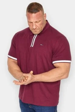 BadRhino Big & Tall Burgundy Red Jersey Zip Polo Shirt