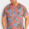 BadRhino Big & Tall Red Tropical Print T-Shirt