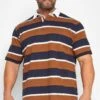 KAM Big & Tall Mustard Yellow Striped Rugby Polo Shirt