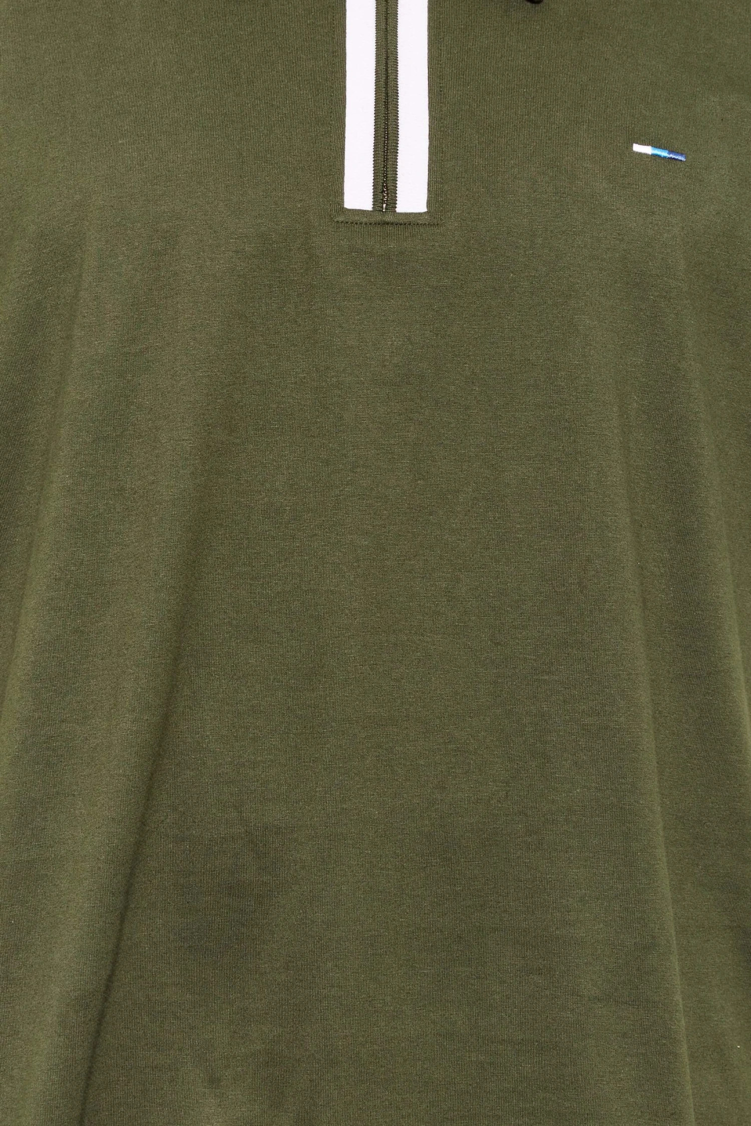 BadRhino Big & Tall Khaki Green Jersey Zip Polo Shirt 2 BadRhino Big & Tall Khaki Green Jersey Zip Polo Shirt - Image 2