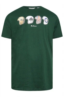 BEN SHERMAN Big & Tall Green Helmets Print T-Shirt