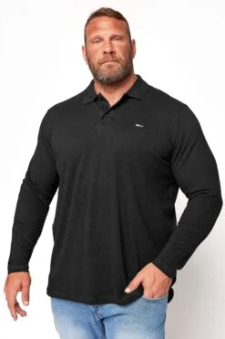BadRhino Big & Tall Black Long Sleeve Core Polo Shirt