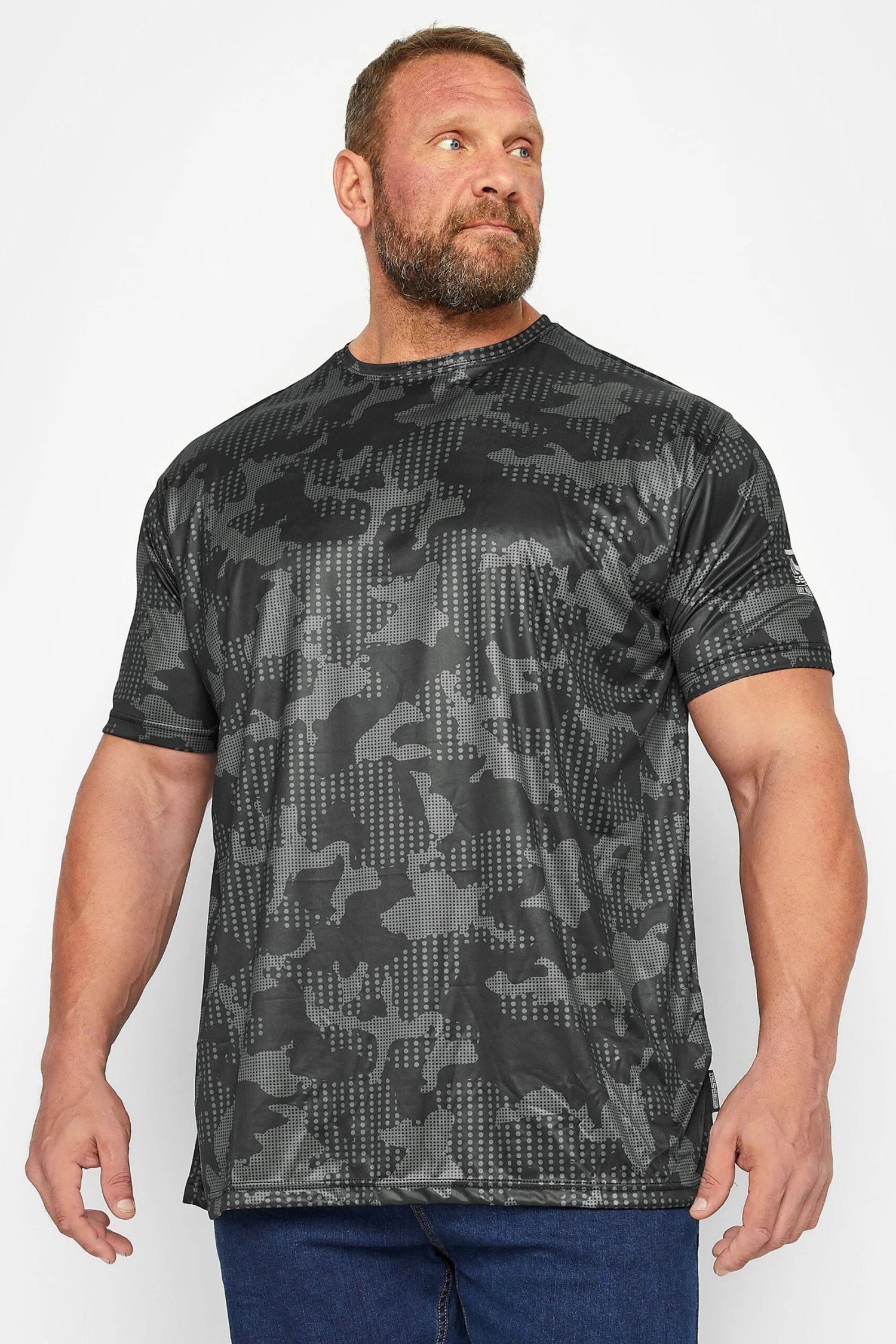 D555 Big & Tall Black Camo Print Dry Wear T-Shirt 1 D555 Big & Tall Black Camo Print Dry Wear T-Shirt