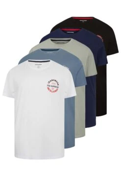 JACK & JONES Big & Tall 5 PACK Black & Blue Logo T-Shirts -Urban Fitwear Sales b6699c7b 09e5 4e 207431 XS
