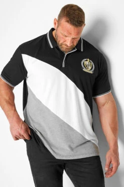 BadRhino Big & Tall Black & White Stripe Polo Shirt