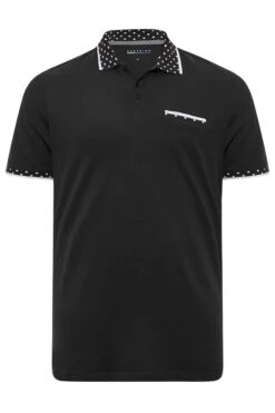 BadRhino Big & Tall Black Jacquard Collar Pocket Polo Shirt -Urban Fitwear Sales b67dd0a9 77d2 4e 207332 X