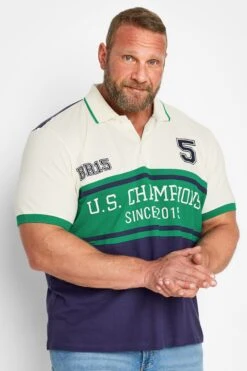 BadRhino Big & Tall Navy Blue & Green BR15 Champions Polo Shirt