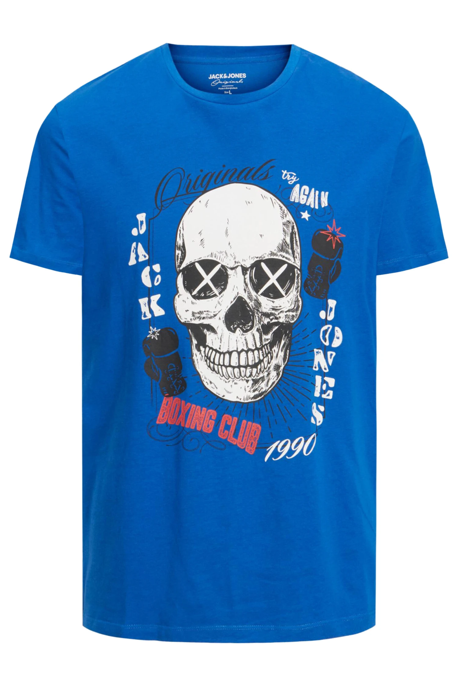 JACK & JONES Big & Tall Blue Skeleton Print 'Boxing Club' Slogan T-Shirt 2 JACK & JONES Big & Tall Blue Skeleton Print 'Boxing Club' Slogan T-Shirt - Image 2