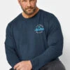 JACK & JONES Big & Tall Navy Blue Long Sleeve Logo T-Shirt