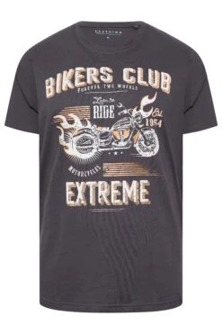 BadRhino Big & Tall Charcoal Grey 'Bikers Club' Slogan T-Shirt 5 BadRhino Big & Tall Charcoal Grey 'Bikers Club' Slogan T-Shirt -Urban Fitwear Sales b9850cf6 cc7b 4d 207971 X