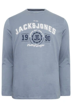 JACK & JONES Big & Tall Light Blue Printed Long Sleeve T-Shirt -Urban Fitwear Sales b9b185b3 0733 4f 207326 X