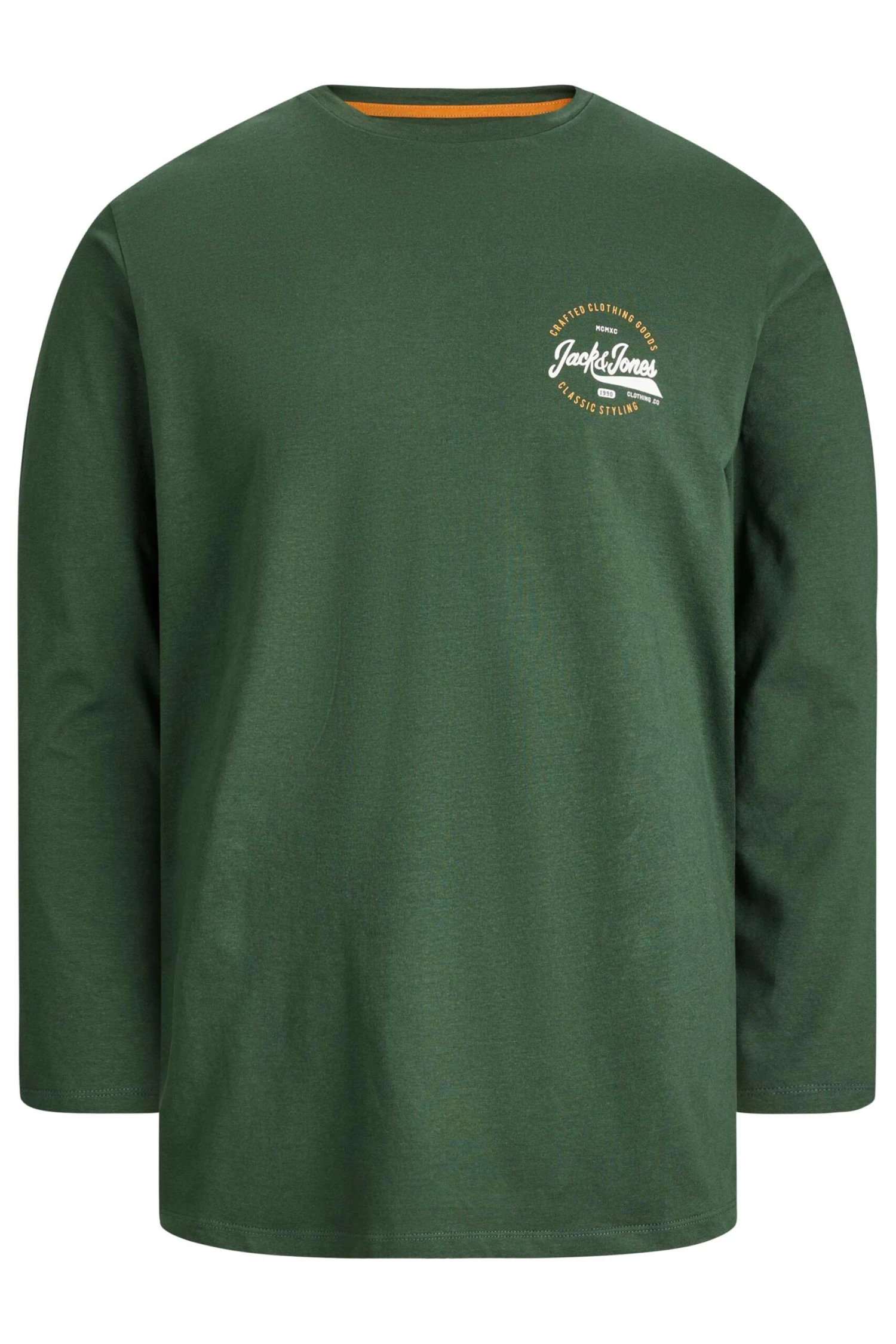 JACK & JONES Big & Tall Green Long Sleeve Logo T-Shirt 2 JACK & JONES Big & Tall Green Long Sleeve Logo T-Shirt - Image 2