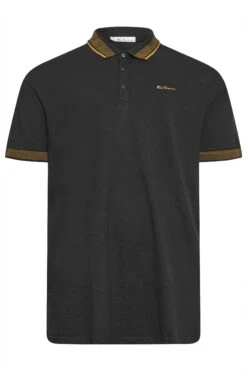 BEN SHERMAN Big & Tall Black Chevron Collar Polo Shirt
