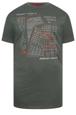 D555 Big & Tall Khaki Green NYC Map Printed T-Shirt -Urban Fitwear Sales bcba4c72 2875 4f 207576 X