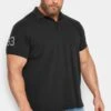 BLEND Big & Tall Black Washed Polo Shirt