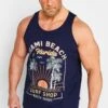 BadRhino Big & Tall Navy Blue 'Miami Beach' Vest Top