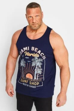 BadRhino Big & Tall Navy Blue 'Miami Beach' Vest Top