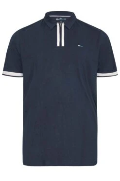 BadRhino Big & Tall Navy Blue Jersey Zip Polo Shirt -Urban Fitwear Sales be3405f8 6bbf 49 206613 XR