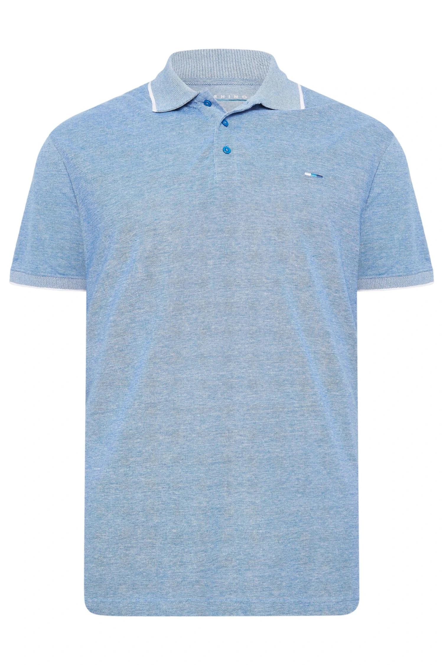 BadRhino Big & Tall Blue Birdseye Polo Shirt 3 BadRhino Big & Tall Blue Birdseye Polo Shirt - Image 3