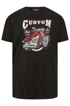 ESPIONAGE Big & Tall Black 'Custom' Motorbike Print T-Shirt 5 ESPIONAGE Big & Tall Black 'Custom' Motorbike Print T-Shirt -Urban Fitwear Sales c55ea831 e9b5 4d 206838 X