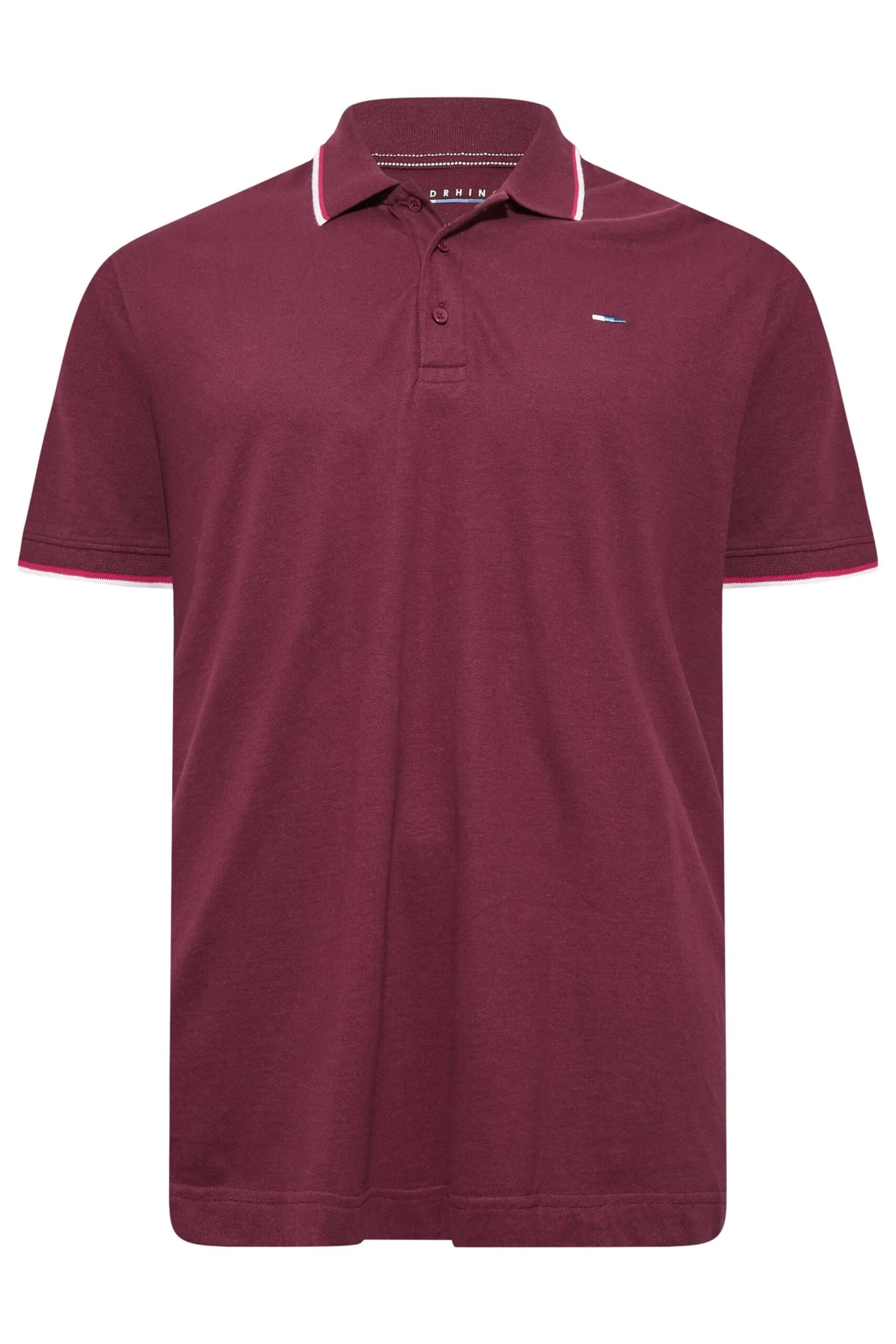 BadRhino Big & Tall Windsor Wine Red Tipped Red Polo Shirt 3 BadRhino Big & Tall Windsor Wine Red Tipped Red Polo Shirt - Image 3