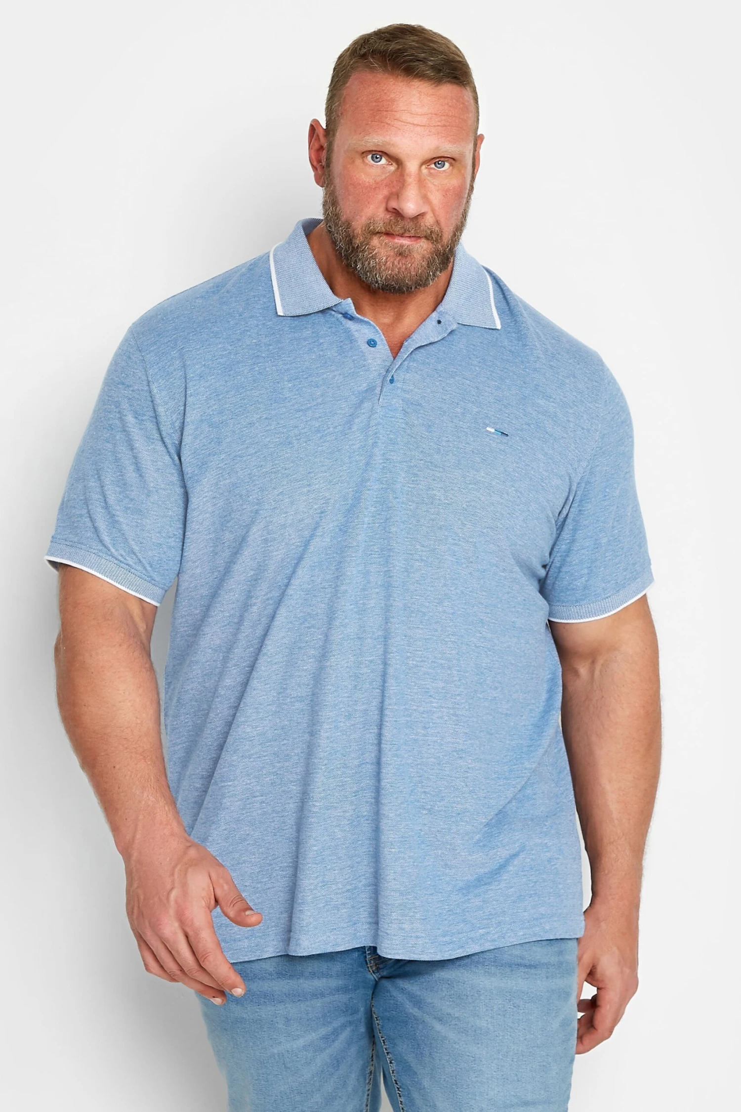BadRhino Big & Tall Blue Birdseye Polo Shirt 1 BadRhino Big & Tall Blue Birdseye Polo Shirt