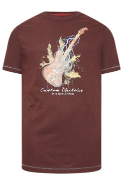 D555 Big & Tall Burgundy Red Lightning Bolt Guitar Print T-Shirt -Urban Fitwear Sales c9e873b9 80e4 49 207606 X