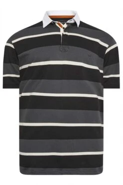 KAM Big & Tall Charcoal Grey Striped Rugby Polo Shirt 5 KAM Big & Tall Charcoal Grey Striped Rugby Polo Shirt -Urban Fitwear Sales ca4c6995 7739 45 208451 X