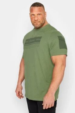 D555 Big & Tall Khaki Green 'Couture' Sleeve Pocket T-Shirt