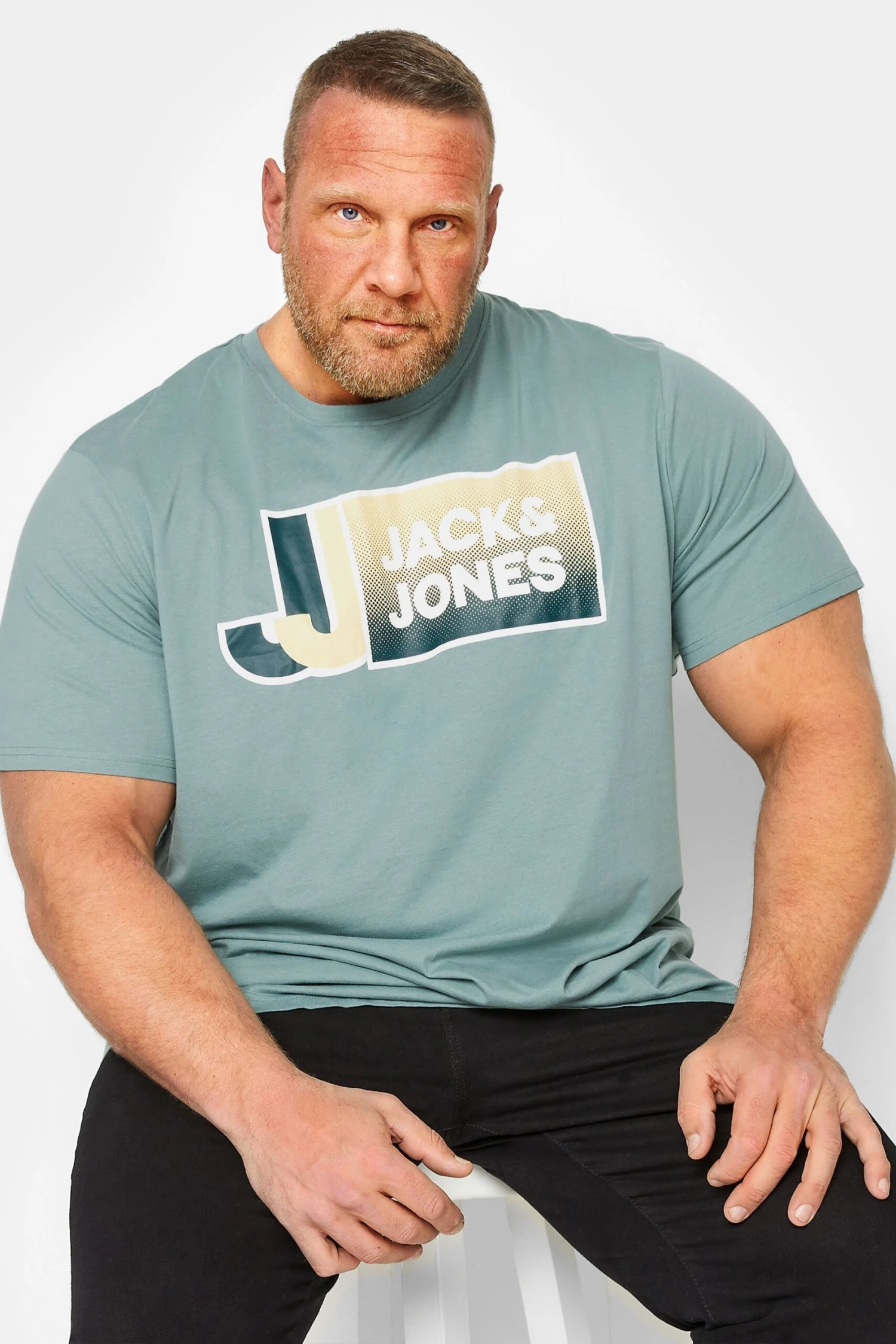 JACK & JONES Big & Tall Light Blue Slogan Print T-Shirt 1 JACK & JONES Big & Tall Light Blue Slogan Print T-Shirt