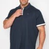 BadRhino Big & Tall Navy Blue Jersey Zip Polo Shirt