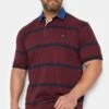 KAM Big & Tall Burgundy Red Denim Collar Polo Shirt