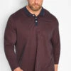 JACK & JONES Big & Tall Brown Long Sleeve Polo Shirt