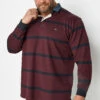 KAM Big & Tall Burgundy Red Denim Collar Long Sleeve Polo Shirt