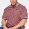 KAM Big & Tall Burgundy Red Marl Pocket Polo Shirt